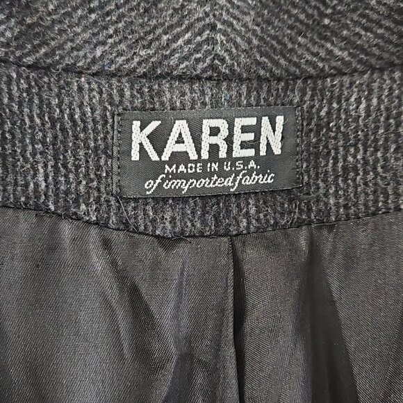 Vintage Karen Wool Cashmere Women's L Black Heavyweight Lined Coat USA Made EUC - Picture 8 of 16